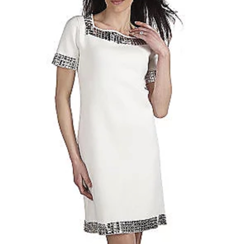 Linea by Louis Dell'Olio White Dress with Black Accents